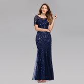 W&M Heart of Sea A-line Floor-length Navy Blue Maxi Party Dress